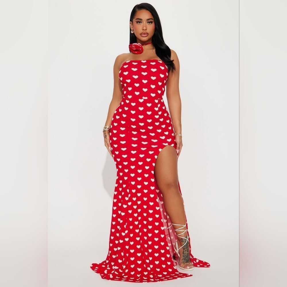 Hearts Maxi Dress With Choker